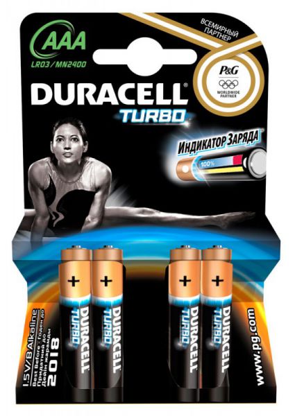 Батарейка Duracell Turbo LR03-4BL AAA (4шт. уп)