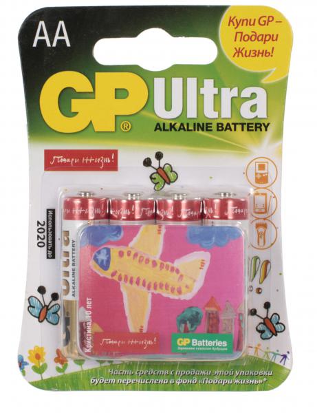 Батарейка GP Ultra Alkaline 15AUGL (Подари Жизнь!) LR6 AA (4шт. уп)